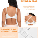 Wireless Sewn in Padded Bras for Women Comfortable Push Up Full Coverage Bralettes No Underwire Everyday Tshirt Bra(#02 White(Padded)-Wide Strap,Medium)