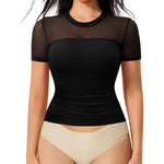 Nebility Womens Mesh Sheer Tops Short Sleeve Tee Crewneck Crop Top Going Out Date Outfits Fashion Clothes 2026（XX-Large,Black）