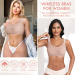 Womens Wireless Jelly Bras Plus Size No Underwire Seamless Full Coverage Comfortable Everyday Bra with Medium Support (Pink Leopard, XX-Large)