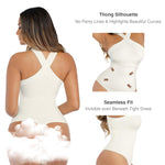 Lover-Beauty Body Suits for Women Tummy Control Shapewear Criss Cross Halter Top Bodysuit Thong Body Suit White Bodysuit