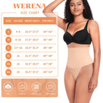 Werena Tummy Control Thong Shapewear for Women Mid High Waisted Body Shaper Underwear Lace Shaping Thong Girdle Panties(#A1 Mid Rise Beige,Small)