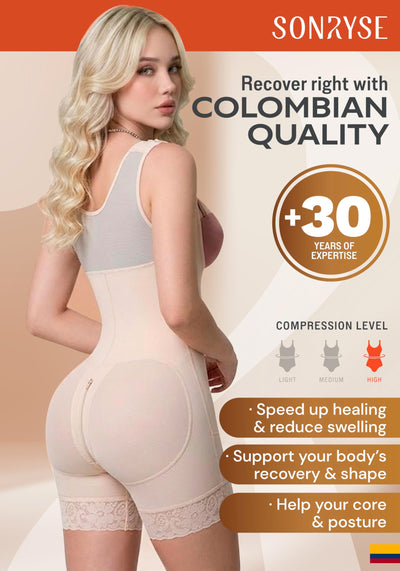 Sonryse Shapewear for women Fajas Colombianas Moldeadoras | Stage 2 Faja Tummy Control Shapewear after Tummy Tuck and Liposuction Beige Small