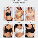 Gailife Scalloped Jelly Bras for Women No Underwire Wireless Seamless Push Up Bralettes Soft Comfort Everyday Tshirt Bra -XL/White
