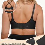 SHAPELLX Wireless Bras for Women Comfortable Supportive No Underwire Crossover Bra Soft Back Smoothing Lifting Bra Black L
