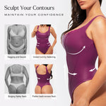 Popilush Leather Bodysuits for Women Tank Tops Faux Leather Tummy Control Shapewear Lace Thong Body Shaper