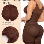 YIANNA Fajas Colombianas Moldeadoras Postpartum Shapewear Tummy Control for Women Full Body Shaper Butt Lifter Compression Garment with Zipper Crotch, YA7283-Brown-S