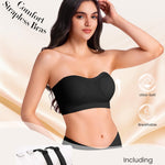 Finduself Strapless Bras for Women Non-Slip Wireless Bandeau Bra Seamless Padded Tube Top Bra Including Fabric & Clear Straps