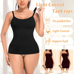 Shapewear Tank Tops for Women Tummy Control Cami Shaper Compression Shaping Undershirt Tops(2#Black+Beige Set-no pads,3X-Large)