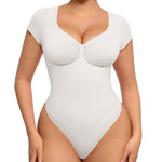 FeelinGirl Shapewear Bodysuit Tummy Control Plus Size Body Suit for Curve Women White Tops for Women Creamy White XXL