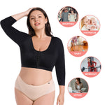 Plus Size Women's Arm Shaper Tops Arm Lift Slimmer Compression Sleeves Support Garment Post Surgical Corrector Tank Top 3/4 Sleeve (4XL, Black)