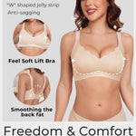 Gailife Scalloped Lift Bras for Women Soft Push Up Wireless Bra Supportive V Neck No Underwire Seamless Tshirt Bralettes, Skin, XL