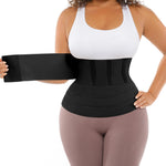 FeelinGirl Waist Trainer for Women Trimmer Belt Waist Cincher Tummy Wrap Plus Size Body Shaper (One Size, Black)