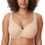 DELIMIRA Minimizer Bras for Women Full Coverage Plus Size Underwire Unlined Supportive Seamless Bra Light Oatmeal 38DD