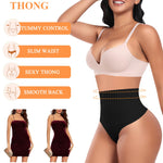Werena Thong Shapewear Tummy Control Shaper Underwear for Women Seamless Compression Thong Panties Slimming Girdle(01# Mid Waisted Black(slimmming),Medium)