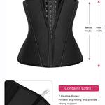 YIANNA Waist Trainer for Women Latex Underbust Tummy Control Waist Cincher Corset Hourglass Body Shaper Zipper and Hooks,YA2231-Black-M