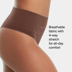 SPANX SPANXshape Everyday Shaping Thong - Core Control Shapewear Underwear - Invisible Under Clothes - Seamless Design - Naked 4.0 - Medium