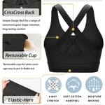 RUNNING GIRL Sports Bra for Women, Criss-Cross Back Padded Strappy Sports Bras Medium Support Yoga Bra with Removable Cups A-Black