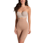 Leonisa Womens Seamless High Waist Shapewear with Thigh Compression,Beige,XL-XXL