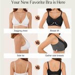 Popilush Push Up Bras for Women Wireless Seamless Full Coverage Tshirt Jelly Bra No Underwire Supportive Mesh Bralette Black