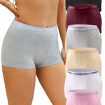 FINETOO Womens Cotton Boy Shorts Underwear Full Coverage Soft Boxer Briefs High Waisted Panties for Lady Girls 6 Pack(M)