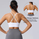 Evercute Women's Sports Bras 3/4 Pack Adjustable Deep V Neck Bras Wireless Spaghetti Strap Criss Cross Padded Low Support Bra