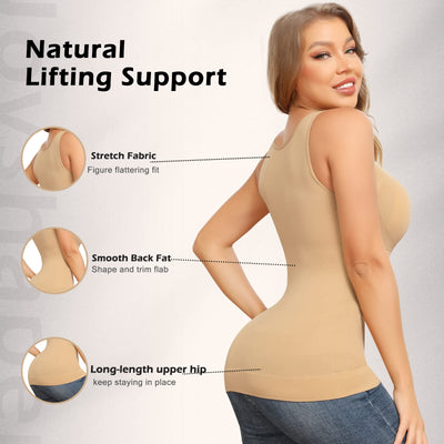 JOYSHAPER Tummy Control Shapewear Cami With Built in Bra Tummy Control Compression Tank Tops for Women Body Shaper Padded Tanks Beige+beige M
