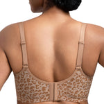 HSIA Minimizer Bras for Women Full Coverage Underwire Unlined Leopard Mesh Plus Size Convertible Bra for Big Busted Dark Beige 36DD