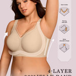 OEAK Womens Wireless Jelly Bra Plus Size Supportive Seamless Bras Full Coverage Push Up Comfortable No Underwire Tshirt Bras Creamy Beige L