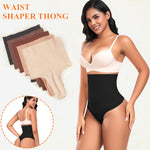 Werena Thong Shapewear Tummy Control Shaper Underwear for Women Seamless Compression Thong Novelty Hipster Panties(02# High Waisted Black(slimmming),Large)