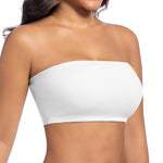 ONEW Strapless Bandeau Bras for Women Seamless Wireless Tube Top Non-Padded Bralette with Clear Bra Straps,White,X-Large