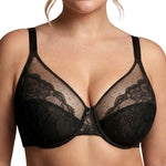 Minimizer Bras for Women Lifting Full Coverage Underwire Lace Bras Plus Size Unlined Breathable Bra for Heavy Breast (US, Cup Band, DDD, 38, Black)