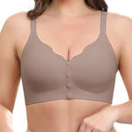 Werena Front Close Wireless Bras Padded Jelly Bra for Women Seamless Bralette for Older Women with Adjustable Straps (Coffee,S)