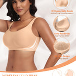 Wireless Jelly Seamless Bras for Women No Underwire Tshirt Full Coverage Padded Bra Comfortable Supportive Everyday Bralettes(01#Nude(Full Coverage),L)
