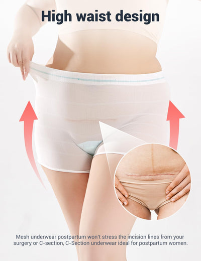 HANSILK Mesh Postpartum Underwear 12 Pack High Waist Reusable Post Bay C-Section Recovery Maternity Panties for Women Washable Mesh Panties (Large)