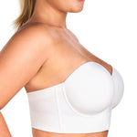 HSIA Strapless Bras for Women, Longline Corset for Large Bust Plus Size Supportive Bustier Minimizer Convertible Bandeau, White 34DD