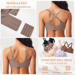 Wireless Jelly Bras for Women V Neck Seamless No Underwire Tshirt Bras Comfortable Padded Bralettes Everyday Bra with Support(A1#Coffee(v Neck),Small)