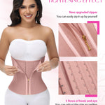 SHAPSHE Waist Trainer for Women Tummy Control Workout Waist Cincher Corset Shapewear Postpartum Body Shaper Faja with Zipper Hook Rosy Brown L