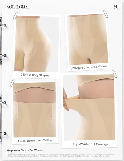 SOL LORA High Waisted Tummy Control Shapewear for Women,Thigh Slimmer Body Shaper Shorts High Compression Panties under Dress Nude