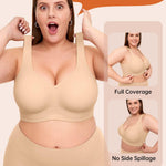 Vertvie Jelly Bras for Women Plus Size Minimizer Soft Wireless Push Up Bra Full Supportive Older Lift Back Coverage Bralette(Skin,42C)