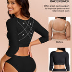 EUYZOU Arm Compression Sleeves for Women Post Surgery Front Closure Bra Slimming Arm Lipo Shapewear Top Square Neck - Black XL