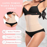 Werena Waist Trainer for Women Corset Shapewear Tummy Control Slimming Body Shaper Girdle Waist Cincher Belly Band(B# Beige-4, Medium)