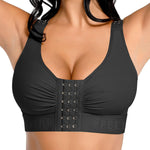 FeelinGirl Women Front Closure Post Surgery Compression Everyday Bras for Mastectomy Support with Adjustable Straps Wirefree Black L