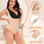 Werena Thong Shapewear Bodysuit for Women Tummy Control Open Bust Body Shaper Slimmer Shaping Thong(#1 Pure Beige,Small)