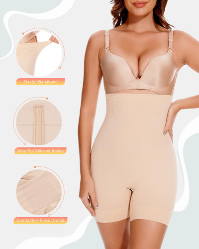BESTENA Shapewear Shorts,High Waisted Shapewear for Women Tummy Control,Seamless Body Shaper Shorts Thigh Slimmer(2x-black nude,Medium)