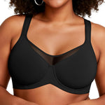 OEAK Minimizer Bras for Women Plus Size Bralettes Full Coverage Unlined Bra Supportive Underwire Tshirt Bras for Heavy Breast Black 38DDD