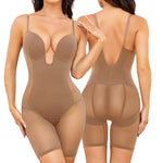 Slimers Body Shaper for Women Tummy Control U Plunge Backless Full Body Shapewear Mid Thigh Mesh strapless Bodysuit Top
