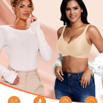 Wireless Jelly Comfortable Bras for Women Push Up Scalloped V Neck No Underwire Tshirt Bra Seamless Padded Bralettes(A1# Nude(Pure),XX-Large)