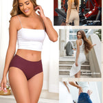 FINETOO 6 Pack Womens Seamless Underwear Full Coverage No Show Hipster Panties Sexy Stretchy Invisible Briefs Bikini Lingerie