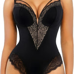 Popilush Lace Bodysuits for Women Corset Shapewear Tummy Control Body Suits V Neck Thong Underwired Outfits Side Zipper