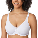 DELIMIRA Women's Seamless Tshirt Bras Plus Size Full Coverage Underwire Lightly Lined Bra Up to F White 30D